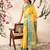Yellow woven silk blend ethnic saree with blouse piece