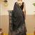 Black printed art silk ethnic saree with blouse piece