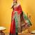 Red woven silk blend ethnic saree with blouse piece