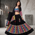 Black Navratri Lehenga Choli Set with Multicolor Zig Zag Print & Heavy Dupatta
