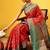 Red woven silk blend ethnic saree with blouse piece