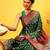 Green woven silk blend ethnic saree with blouse piece