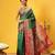 Green woven silk blend ethnic saree with blouse piece