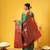 Green woven silk blend ethnic saree with blouse piece