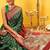 Green woven silk blend ethnic saree with blouse piece