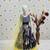 multi heavy chinon gown set with embroidery sequence work with soft printed work - designer party wear