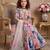 multi heavy fox georgette gown set with digital print work with dori & less - designer party wear