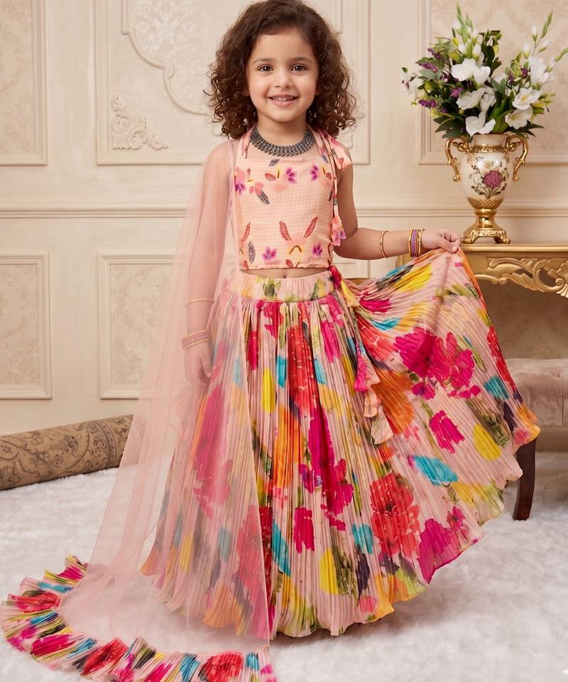 multi heavy chinon silk with soft printed work - designer party wear
