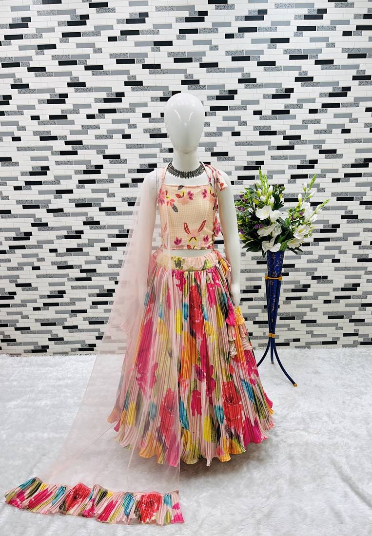 multi heavy chinon silk with soft printed work - designer party wear