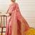 Pink woven art silk traditional saree with blouse piece