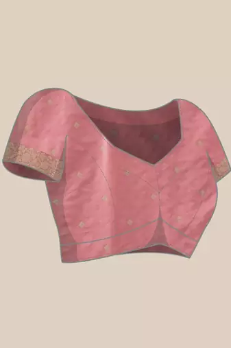 Pink woven art silk traditional saree with blouse piece