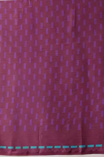 Purple printed satin party wear saree with blouse piece