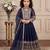 Navy blue heavy fox georgette gown set with embroidery sequence work - designer party wear
