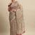 Beige printed cotton blend ethnic saree with blouse piece