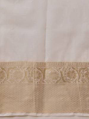 off white and gold striped zari silk saree 5