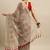 Beige printed cotton blend ethnic saree with blouse piece