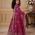 dark pink heavy fox georgette gown set with embroidery sequence work - designer party wear