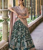 Magnetic Green Kalamkari Print Silk Traditional Half Saree Lehenga