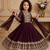 wine heavy fox georgette gown set with embroidery sequence work with fancy button with latkan dori - designer party wear