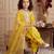 yellow pure heavy natural crepe salwar suit set with heavy embroidery sequence work - designer party wear
