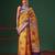 Yellow printed cotton blend ethnic saree with blouse piece