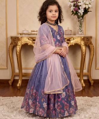 multi taby silk organza gown set with digital print work - designer party wear 3