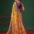 Yellow printed cotton blend ethnic saree with blouse piece