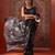 Black printed cotton blend ethnic saree with blouse piece