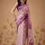 Pink printed cotton blend ethnic saree with blouse piece