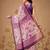 Pink printed cotton blend ethnic saree with blouse piece