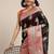 Black woven cotton blend traditional saree with blouse piece