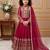 Dark pink heavy fox georgette gown set with embroidery sequence work - designer party wear