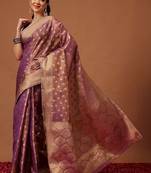 Purple woven tissue party wear saree with blouse piece