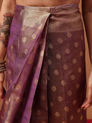 Purple woven tissue party wear saree with blouse piece 5