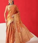 Copper woven tissue party wear saree with blouse piece