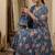 Floral Block Printed suit with crochet kantha hand work comes with Pure Cotton Dupatta and Cotton Palazzo Set of 3