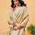 Beige woven tissue party wear saree with blouse piece