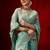 Turquoise woven cotton blend traditional saree with blouse piece