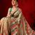 Beige embroidered pure cotton ethnic saree with blouse piece