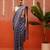Blue woven cotton blend traditional saree with blouse piece