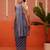 Blue woven cotton blend traditional saree with blouse piece