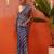 Blue woven cotton blend traditional saree with blouse piece