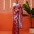 Maroon woven cotton blend traditional saree with blouse piece