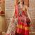 Mustard printed silk cotton ethnic saree with blouse piece