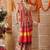 Mustard printed silk cotton ethnic saree with blouse piece