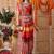 Red printed silk cotton ethnic saree with blouse piece