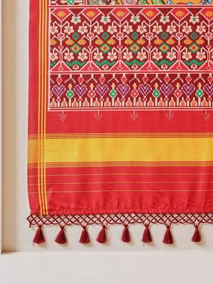Multicolor printed silk cotton ethnic saree with blouse piece 5