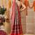 Red printed silk cotton ethnic saree with blouse piece