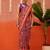 Red printed silk blend ethnic saree with blouse piece