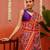 Red printed silk blend ethnic saree with blouse piece